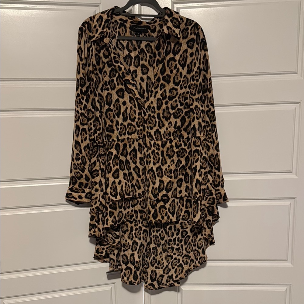 Lane Bryant Leopard Print ruffle blouse
